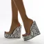 Sexy Transparent Blanche Désinvolte Motif Peau De Serpent Sandales Femme 2021 16 cm Super Compensées Plateforme Peep Toes / Bout Ouvert Sandales