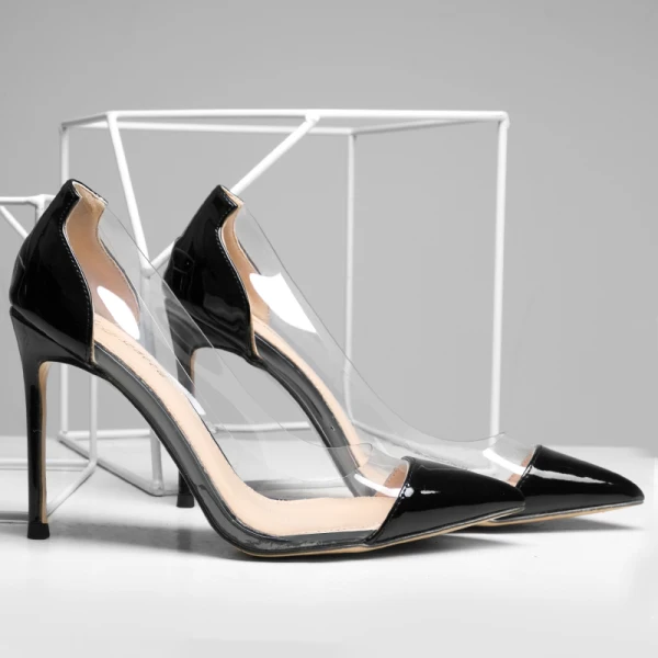 Sexy Transparent Weiß Abend Pumps 10 cm Stilettos 2021 Spitzschuh Pumps Hochhackige