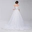Chic / Beautiful White Wedding Dresses 2018 A-Line / Princess Lace Off-The-Shoulder Backless Short Sleeve Court Train Wedding