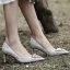 Charmant Argenté Faux Diamant Chaussure De Mariée 2021 7 cm Talons Aiguilles À Bout Pointu Mariage Escarpins Talons Hauts