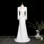 Chic / Belle Ivoire Paillettes En Dentelle Fleur Robe De Soirée 2025 Trompette / Sirène Col Haut Manches Longues Train De Balayage Soirée Robe De Ceremonie