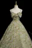 Flower Fairy Sage Green Pearl Rhinestone Lace Flower Floral Prom Dresses 2025 Ball Gown Spaghetti Straps Sleeveless Backless Floor-Length / Long Formal Dresses