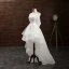 Romantisk Strand Brudekjoler 2017 Kjæreste Uten Ermer Appliques Blonder Buste Ryggløse Elfenben Organza Asymmetrisk