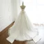 Moderne / Mode Blanche Robe De Mariée 2018 Robe Boule Perlage Cristal Faux Diamant Paillettes Noeud Bustier Dos Nu Sans Manches Tribunal Train Mariage