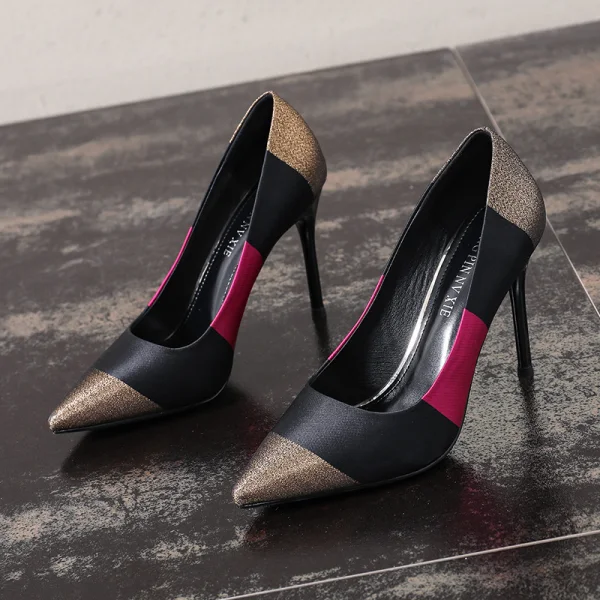 Fine Multi-Farger Glitter Konkurranse Pumps 2021 10 cm Stiletthæler Spisse Pumps Høyhælte