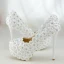 Charming White Lace Flower Rhinestone Wedding Shoes 2021 14 cm Stiletto Heels Round Toe Wedding Pumps High Heels