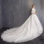Elegant White Wedding Dresses 2018 A-Line / Princess Appliques Lace High Neck Backless Long Sleeve Chapel Train Wedding