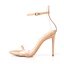 Sexy Rot Cocktail Sandalen Damen 2021 Leder Knöchelriemen 10 cm Stilettos Spitzschuh Sandaletten Hochhackige