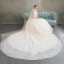 Elegant Champagne Wedding Dresses 2018 Ball Gown Appliques Lace Off-The-Shoulder Backless Sleeveless Cathedral Train Wedding