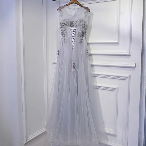 Modest / Simple Wedding Party Dresses 2017 Lace Flower Sequins Scoop Neck Ankle Length Sleeveless A-Line / Princess Bridesmaid Dresses