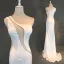 Sexy Noire Robe De Soirée 2018 Trompette / Sirène Transparentes Une épaule Sans Manches Train De Balayage Robe De Ceremonie