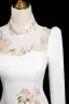 Chic / Belle Ivoire Paillettes En Dentelle Fleur Robe De Soirée 2025 Trompette / Sirène Col Haut Manches Longues Train De Balayage Soirée Robe De Ceremonie