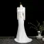 Chic / Belle Ivoire Paillettes En Dentelle Fleur Robe De Soirée 2025 Trompette / Sirène Col Haut Manches Longues Train De Balayage Soirée Robe De Ceremonie