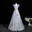 Elegante Himmelblau Perlenstickerei Applikationen Strass Pailletten Ballkleider 2025 A Linie Eckiger Ausschnitt Ärmellos Rückenfreies Lange Ball Festliche Kleider