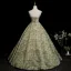 Flower Fairy Sage Green Pearl Rhinestone Lace Flower Floral Prom Dresses 2025 Ball Gown Spaghetti Straps Sleeveless Backless Floor-Length / Long Formal Dresses