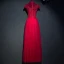 Chic / Belle Rouge Robe De Ceremonie 2017 En Dentelle Fleur Paillettes Col Haut Manches Courtes Longue Empire Robe De Soirée
