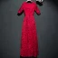 Chic / Belle Rouge Robe De Ceremonie 2017 En Dentelle Fleur Encolure Dégagée 1/2 Manches Longueur Cheville Princesse Robe De Soirée