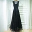 Black Elegant Formal Dresses Lace Flower Strappy Sequins Ankle Length V-Neck Sleeveless Ball Gown A-Line / Princess 2017 Evening Dresses