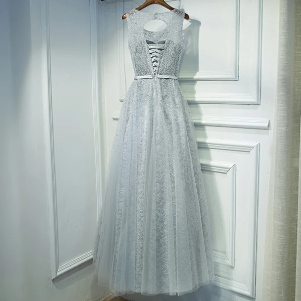 Simple Marron Robe Pour Mariage 2017 Dentelle Fleur Paillettes Sans Manches Longueur Cheville Empire Robe Demoiselle D'honneur