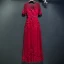 Chic / Beautiful Red Formal Dresses 2017 Lace Flower Strappy 1/2 Sleeves Ankle Length Empire Evening Dresses