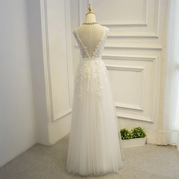 Elegant White Formal Dresses 2017 A-Line / Princess Lace Flower Pearl Strappy Sequins Short Sleeve Floor-Length / Long Prom Dresses