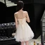 Sexy Champagne Graduation Dresses 2017 A-Line / Princess Lace Flower Bow Backless Strapless Sleeveless Short Formal Dresses
