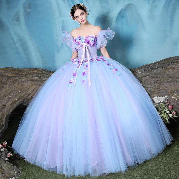 Vintage Quinceañera Lavendel Ballkjoler 2018 Ballkjole Appliques Rhinestone Kjæreste Ryggløse Uten Ermer Lange Formelle Kjoler