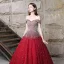 Sparkly Burgundy Prom Dresses 2018 Ball Gown Beading Rhinestone Sequins Off-The-Shoulder Backless Sleeveless Floor-Length / Long Formal Dresses