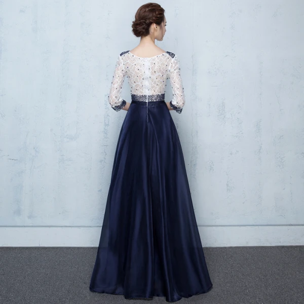 Elegant Formal Dresses 2017 A-Line / Princess Lace Flower Beading Sequins 3/4 Sleeve Scoop Neck Ankle Length Prom Dresses