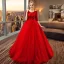 Chic / Belle Noire Robe De Mariée 2018 Princesse Noeud Dentelle Paillettes Encolure Dégagée 1/2 Manches Longue Mariage