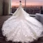 Luxury / Gorgeous Ivory Wedding Dresses 2018 Ball Gown Appliques Lace Flower Sequins V-Neck Backless Short Sleeve Royal Train Wedding
