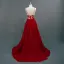 Chic / Belle Bordeaux Robe De Bal 2018 Princesse Perlage En Dentelle Fleur Bretelles Spaghetti Dos Nu Sans Manches Train De Balayage Robe De Ceremonie