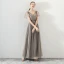 Modern / Fashion Champagne Black Prom Dresses 2018 A-Line / Princess Sequins Lace Flower V-Neck Short Sleeve Backless Ankle Length Formal Dresses