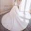 Elegante Champagne Trouwjurken 2018 Baljurk Kant Bloem Kralen Parel Ronde Hals 1/2 Mouwen Cathedral Train Huwelijk