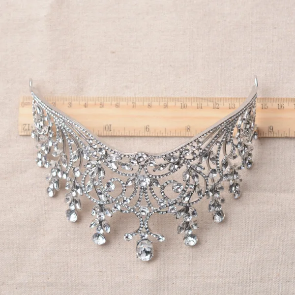 Mode Silver Brudsmycken 2017 Kristall Rhinestone Metall Tiara