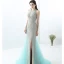 Chic / Belle Gris Robe De Soirée 2018 Trompette / Sirène Fendue devant Fait main Perlage Perle Faux Diamant Encolure Dégagée Sans Manches Train De Balayage Robe De Ceremonie