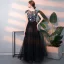 Elegant Black Prom Dresses 2018 A-Line / Princess Embroidered Scoop Neck Sleeveless Floor-Length / Long Formal Dresses