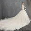 Luxe Champagne Robe De Mariée 2018 Robe Boule En Dentelle Fleur De l'épaule Dos Nu Sans Manches Royal Train Mariage