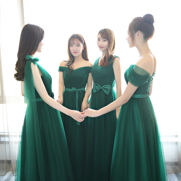 Simple Vert Foncé Robe Demoiselle D'honneur 2018 Princesse Noeud Sans Manches Dos Nu Longue Robe Pour Mariage