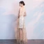 Sexy Champagne Evening Dresses  2018 A-Line / Princess Glitter Sequins Scoop Neck Strapless Sleeveless Floor-Length / Long Formal Dresses