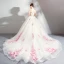 Chic / Beautiful White Wedding Dresses 2018 Ball Gown Appliques Lace Embroidered Pearl Off-The-Shoulder Backless Sleeveless Chapel Train Wedding