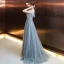 Elegant Evening Dresses  2018 A-Line / Princess Appliques Beading Crystal Pearl V-Neck Backless Short Sleeve Floor-Length / Long