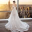Moderne / Mode Haute Basse Blanche Robe De Mariée 2018 Princesse Appliques En Dentelle De l'épaule Dos Nu Sans Manches Tribunal Train Mariage