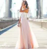Charming Blushing Pink Summer Maxi Dresses 2018 A-Line / Princess Lace Pleated Scoop Neck Sleeveless Floor-Length / Long Casual Women's Clothing