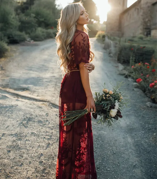 casual red dress floor length short sleeve deals Celena Maxi Dress Pink Floral Burnout main image 0