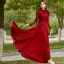 Chic / Belle Bordeaux Désinvolte Robes longues 2018 Princesse En Dentelle Encolure Dégagée Manches Longues Longue Vêtements Femme