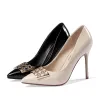 Chic / Beautiful Evening Party Pumps 2017 Hall Leather Metal High Heel Pointed Toe Pumps
