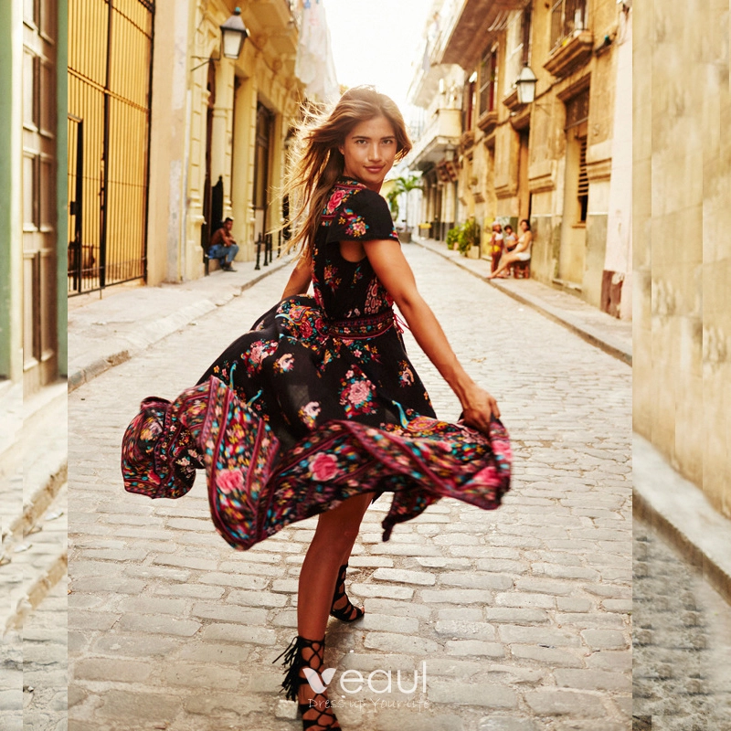 black flats with dress Black Lace Up Ballet Flats main image 1