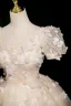 Chic / Beautiful Champagne Butterfly Appliques Beading Sequins Prom Dresses 2025 Ball Gown Square Neckline Puffy Short Sleeve Backless Floor-Length / Long Prom Formal Dresses
