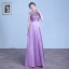 Chic / Belle Lilas Robe De Soirée 2018 Princesse En Dentelle Fleur Ceinture Encolure Dégagée Dos Nu Sans Manches Longue Robe De Ceremonie